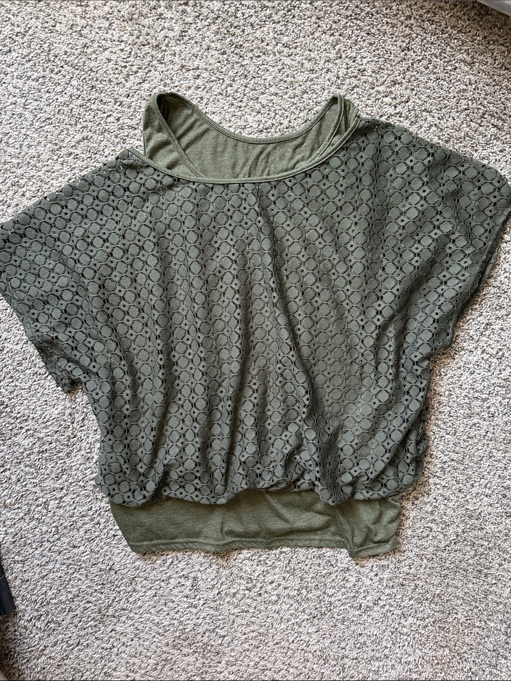 SHEIN Olive Layered Women's Top Two Attached Pieces Tank Off Shoulder